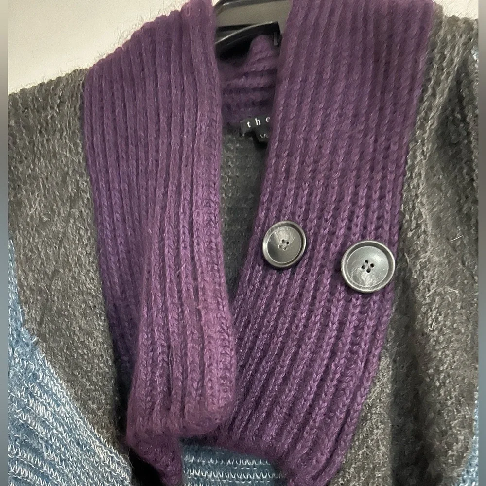 Theory Colorful Striped Cardigan sz L - Picture 9 of 9